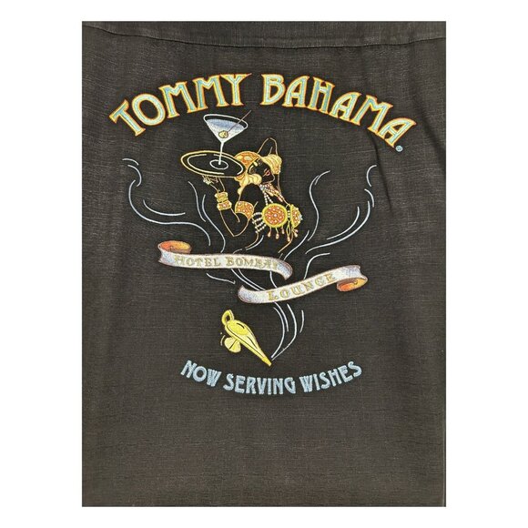Tommy Bahama Embroidered Black Camp Shirt XXL 100% Rayon Short Sleeve Button-Up - Picture 8 of 13